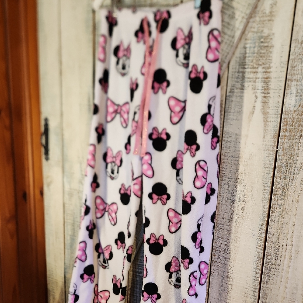 Disney Women's Pajama Pants with Pink and Black Minnie Mouse Print